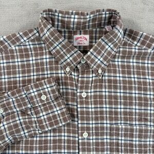 Hamilton Co. 1883 Flannel Shirt Men XL Brown Plaid Long Sleeve USA Made NWOT